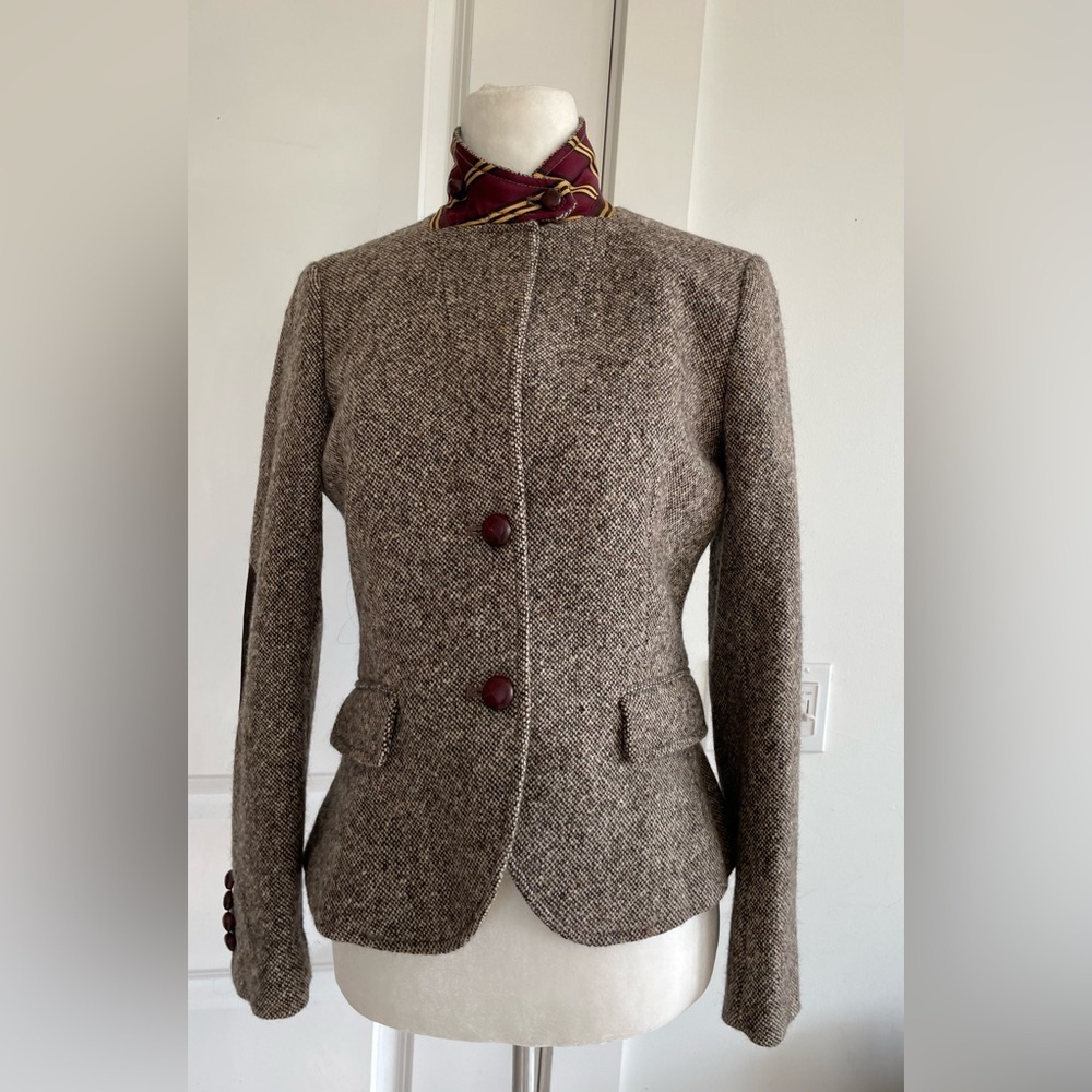 J.CREW by John Hanly Irish Tweed wool jacket Blazer contrast collar size 8 - Picture 13 of 17